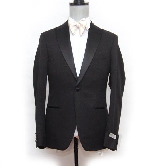 40R Ike Behar Slim Fit Peak Lapel Jacquard Dinner‎ Jacket Blazer D010007 - Picture 1 of 11